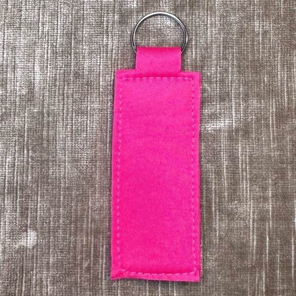 Lip balm holder key chain handmade made of Neoprene slight stretch pink - Picture 3 of 7